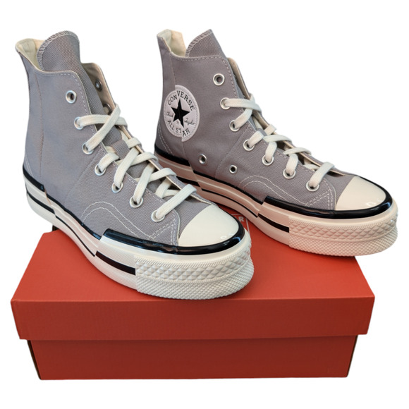 Converse Chuck 70 Plus Totally Neutral Egret Black Platform Sneaker Womens 7.5 - Picture 5 of 10